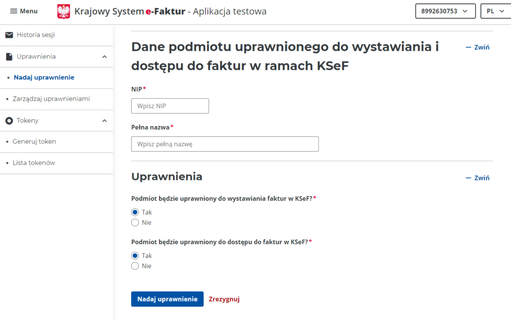 KSeF - nadawanie uprawnienia biuru rachunkowemu do pobierania dokumentów klientów z KSeF
